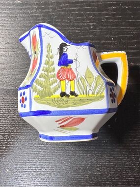 QUIMPER FRANCE Henriot MISTRAL BLUE CREAMER Jug Hand Painted